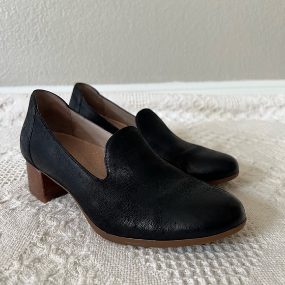 Dansko Preston Burnished Nubuck Black Loafer Wood Block Heel Size 7 Workwear - Picture 12 of 12
